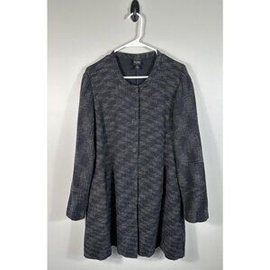 Eileen Fisher Jacket Womens Large Black Beige Gauzy Cotton Long Line‎ Career